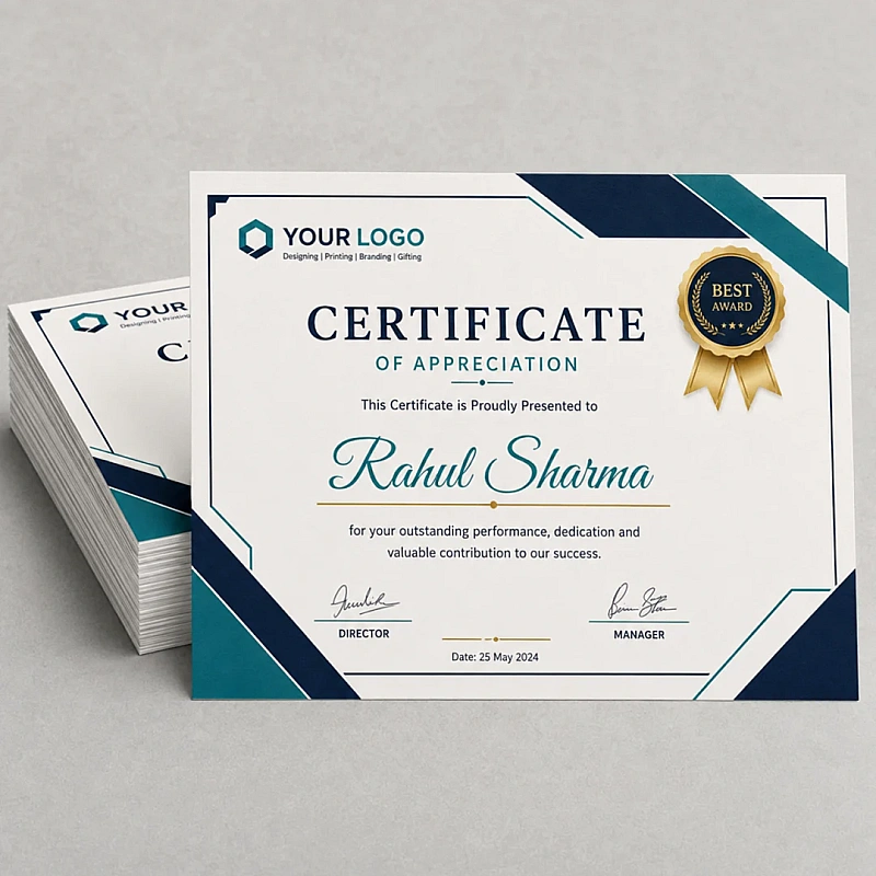 Finished Certificates Printing job from the Roz Ads print unit